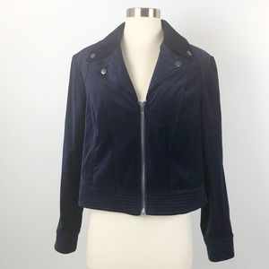 Chico's Dark Blue Velvet Blazer Jacket Size 1 Medium